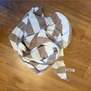 Beige and White Striped Scarf: Heidi Klum x New Balance